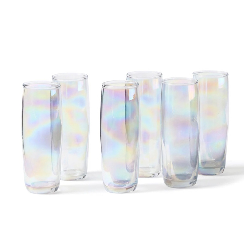 Citrine (Magenta) Luster Glass Champagne Set of 6